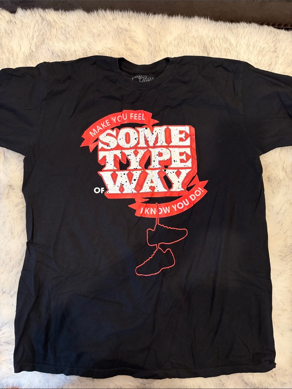 Black Graphic Tee with Red & White "Some Type of Way" Design
